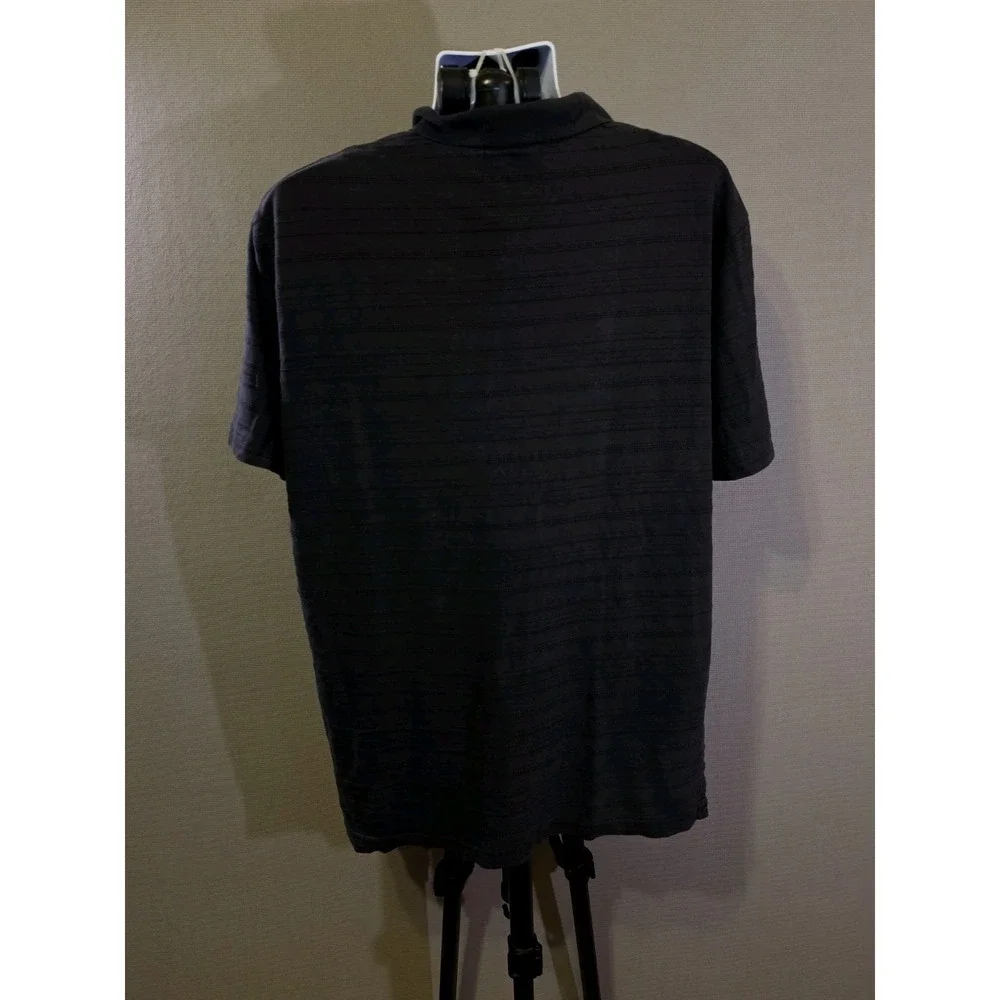 Polo Ralph Lauren Linen Cotton Polo Shirt XL Navy Textured Stripe Made In Peru